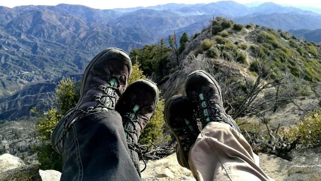 Two people in hiking shoes